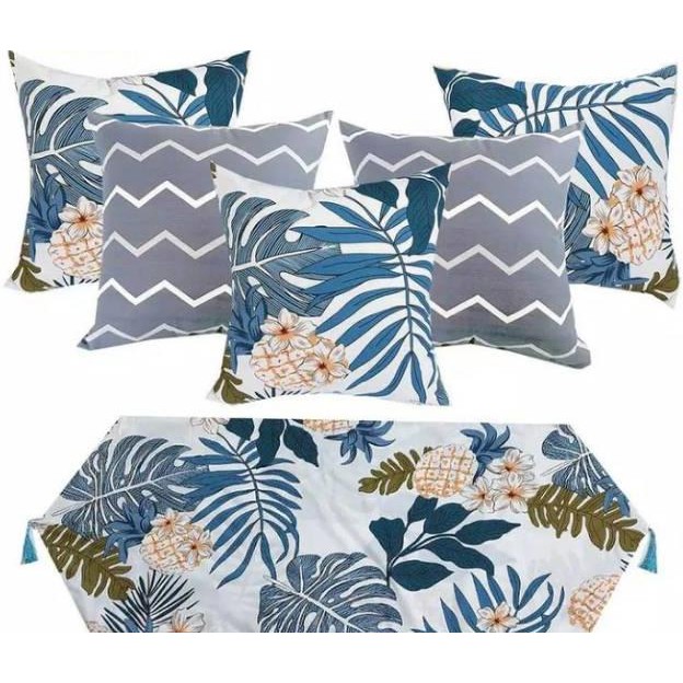 Special SATU SET 5 SARUNG BANTAL SOFA +1 TAPLAK MEJA untuk sofa ruang tamu .,
