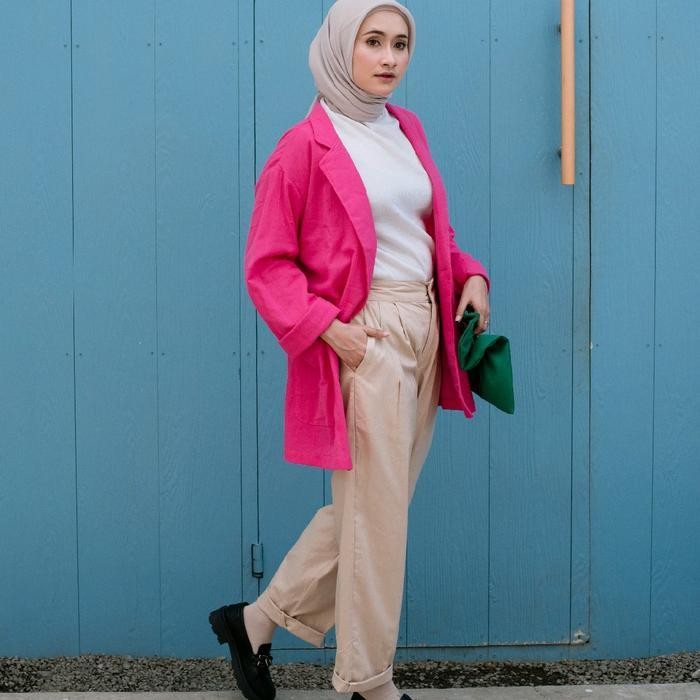 FSF Pure Blazer Outer linen Korea Oversize Big Size   /Jas Wanita Semi Tebal Basic Formal Atasan Cri