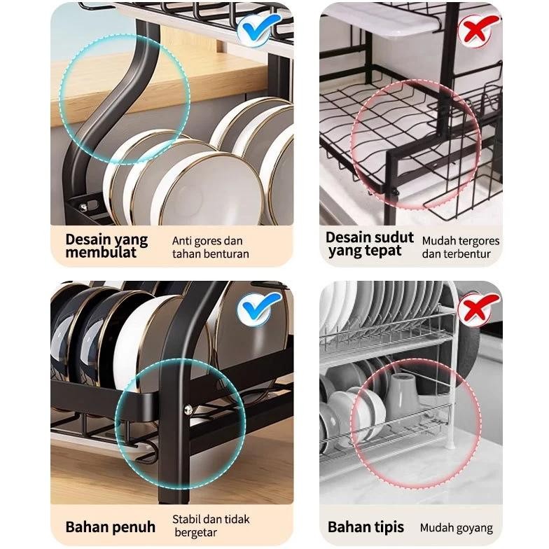 Promo - Rak Piring Stainless Rak Piring Gantung Cuci Piring Penyimpanan Dapur Stainless Rak Cuci Pir