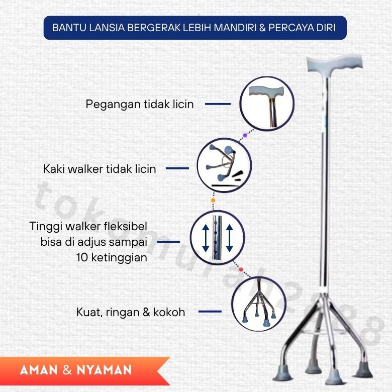 Tongkat Jalan Stainless Kaki 3/Tongkat Jalan Orang Tua/Tongkat Jalan MURAH