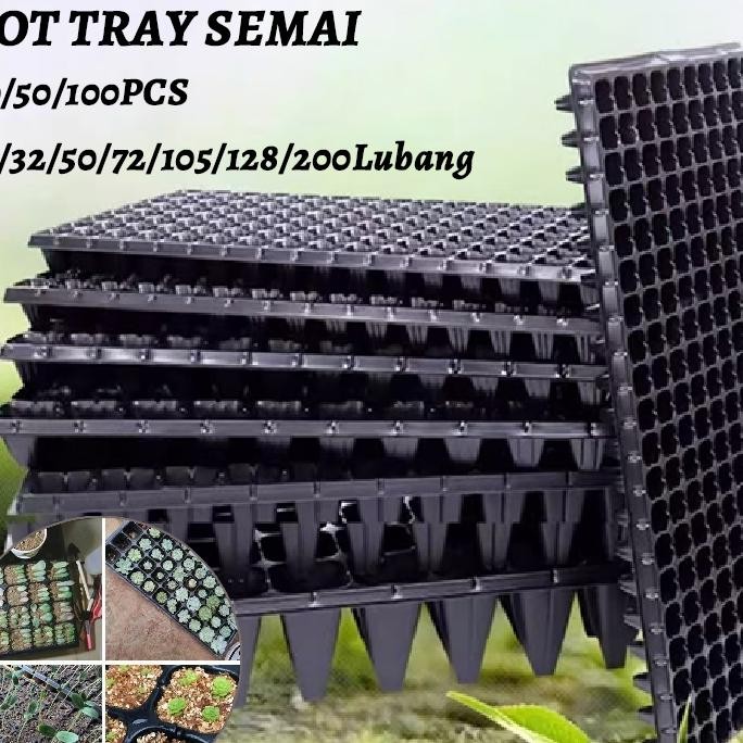 30Pcs50Pcs100Pcspot Bibit Tray Semai Seedling Pot Pot Tray Semai Bibit Benih 21325072105128200Lubang