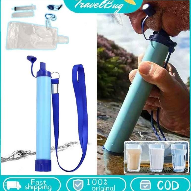 1 Set Straw Water Filter Filter Air Minum Portable Outdoor Filter Air Darurat Berkemah Filter Air Ca