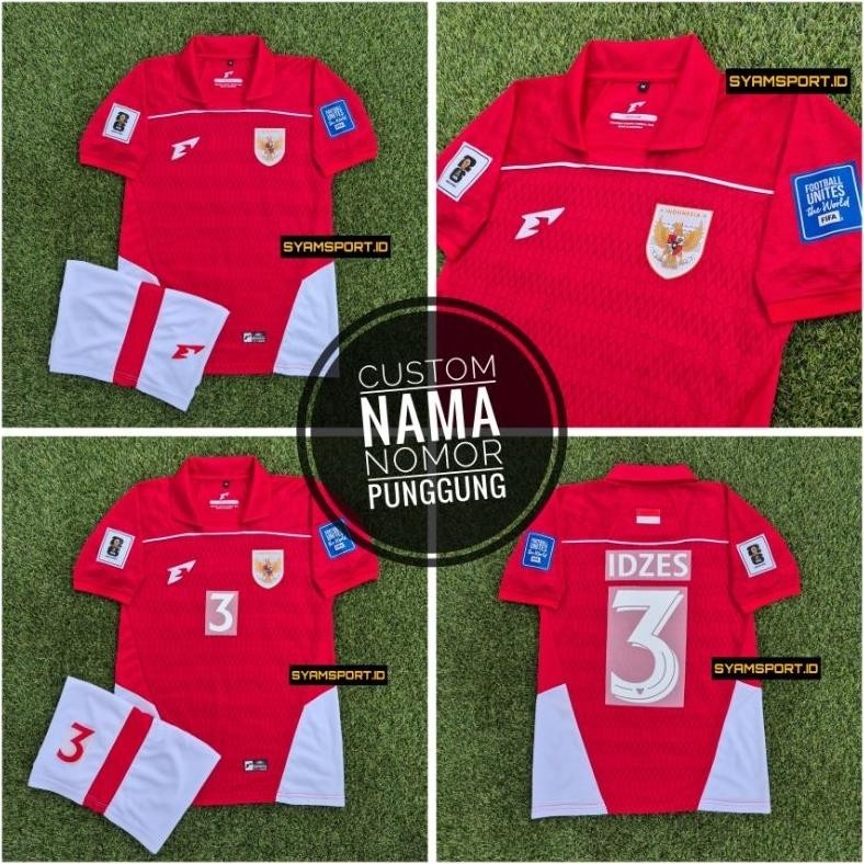 (Terbaru) Jersey Home Timnas Indonesia 2025 Fullset (Baju+ Celana) FREE PATCH WCQ | Jersey Timnas In