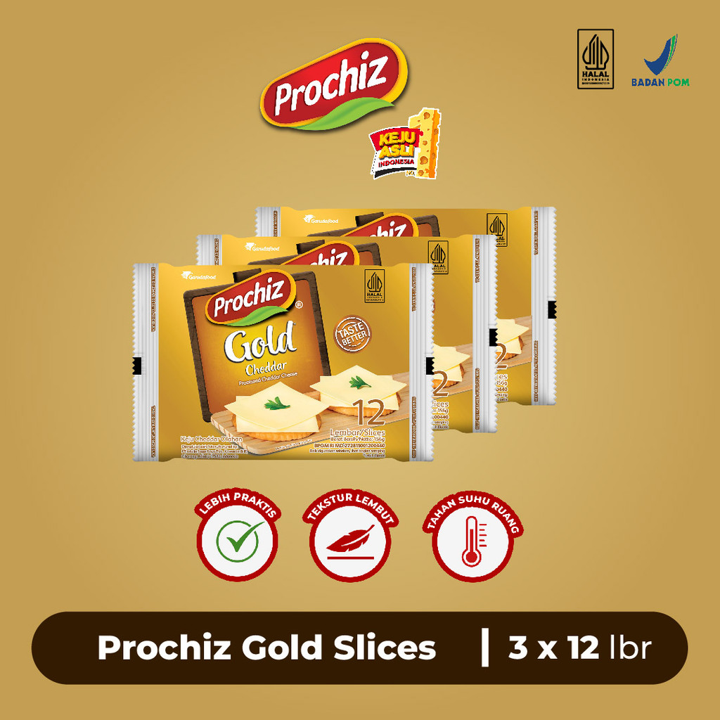 

Keju PROCHIZ Gold Slices 12's x3