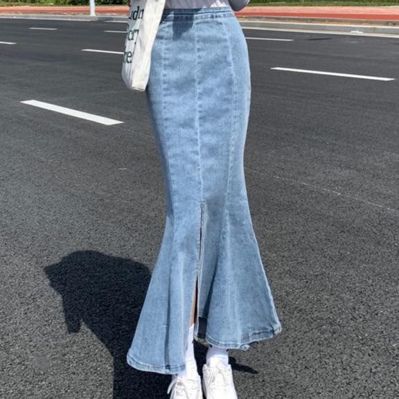 DB81>> Rok jeans payung panjang /2025 Rok mini seksi /Rok jeans panjang import/Rok Jeans Wanita 7/9L