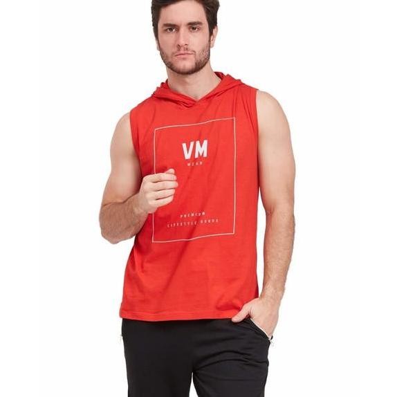 Vm Kaos Buntung Hoodie Singlet Pria Merah Vm033