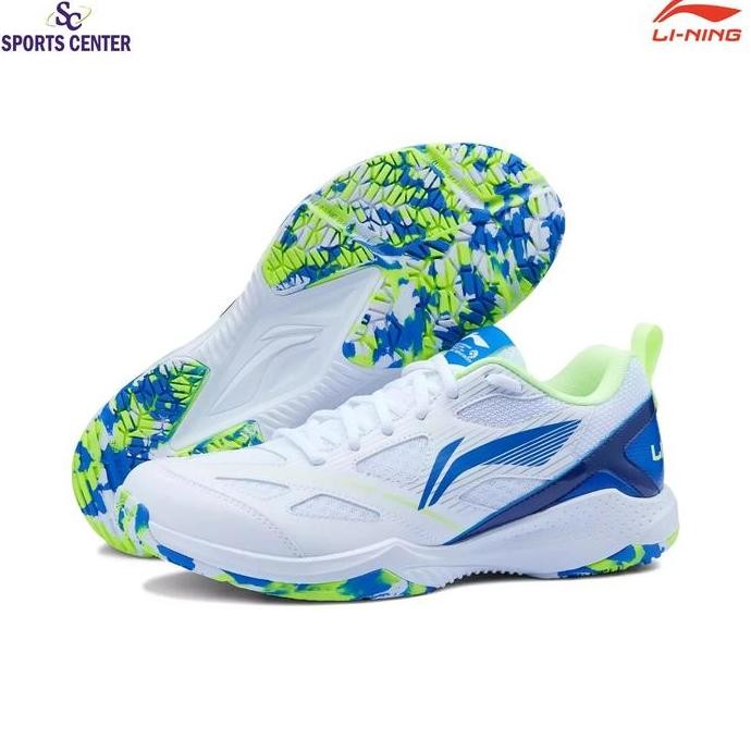 New Sepatu Badminton Lining Blast Jf-01 / Jf Lite Aytu025-2 White Beaucoup Blue