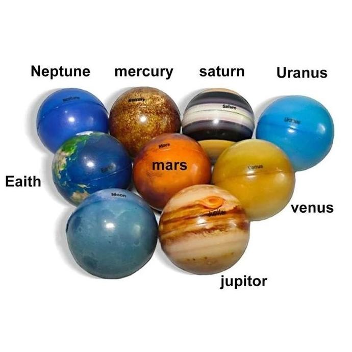 10Pcs Mainan Bola Planet Elastis Mainan Edukasi Planet Bola Solar System Planet