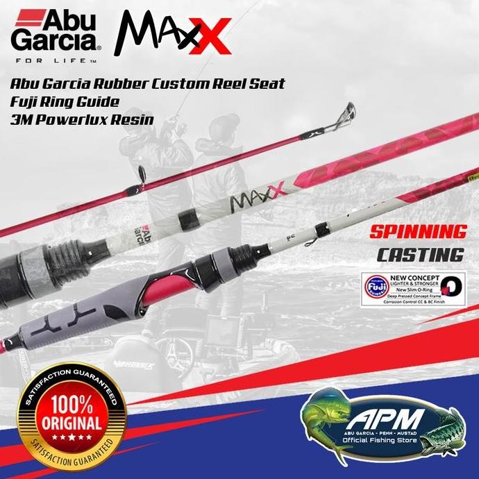 ABU GARCIA Joran Pancing Spinning dan Baitcasting MAX X 180cm - 210cm Sambung 2 Carbon Full Fuji Unt