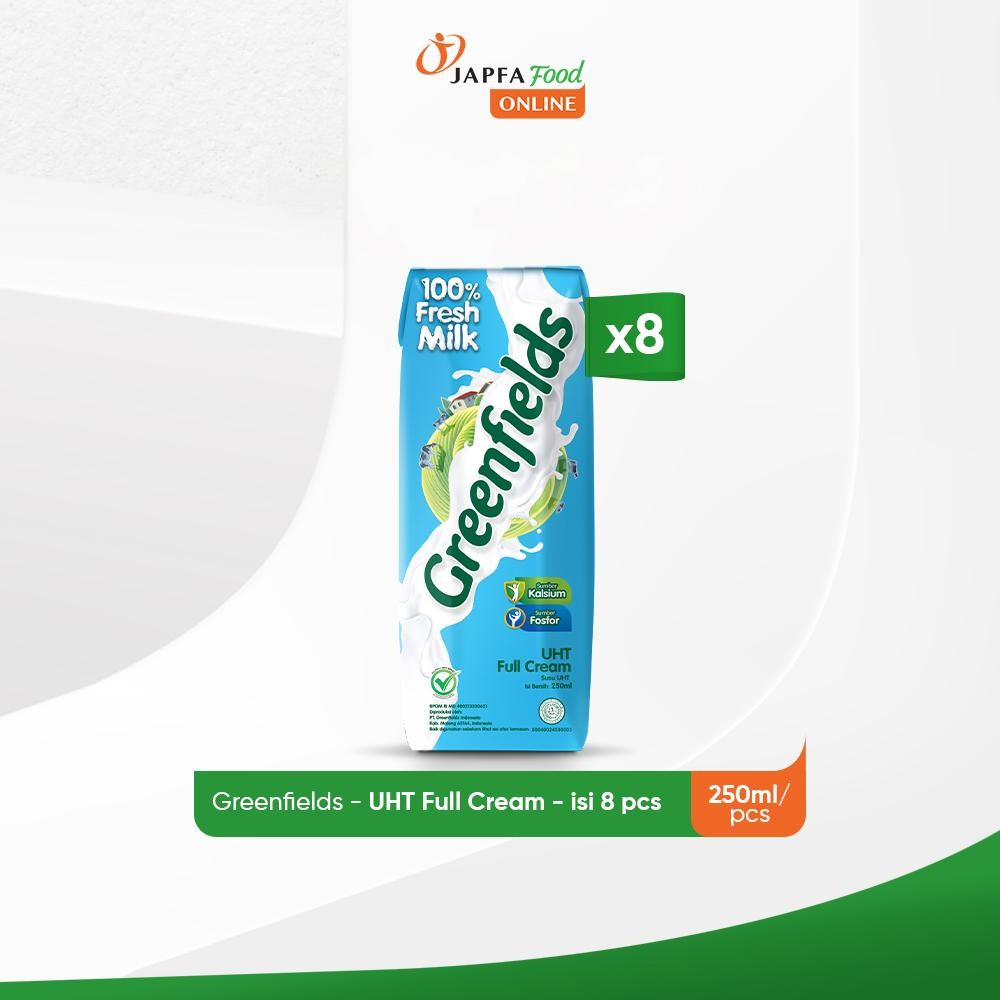 

Greenfields Susu UHT Full Cream 250 ml - isi 8 pcs -100% Fresh Milk dari Greenfields Farm