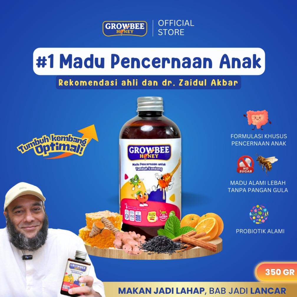 

(Terbaru) GROWBEE Honey - Madu Pencernaan Anak Rekomendasi dr Zaidul Akbar - 350 gram (Terlaris)