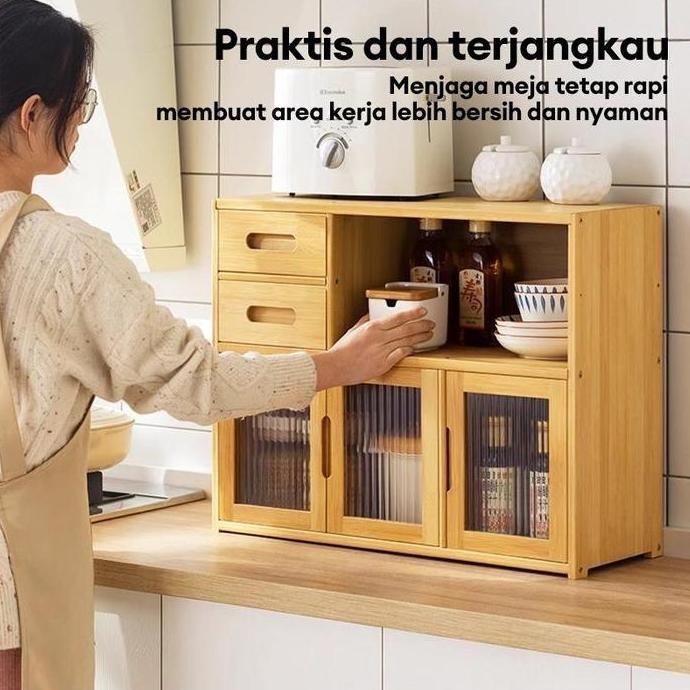 LOVE Rak Dapur Lemari Bumbu Rak Bumbu Rak Dapur Kayu Lemari Dapur Serbaguna Minimalis Rak Penyimpana
