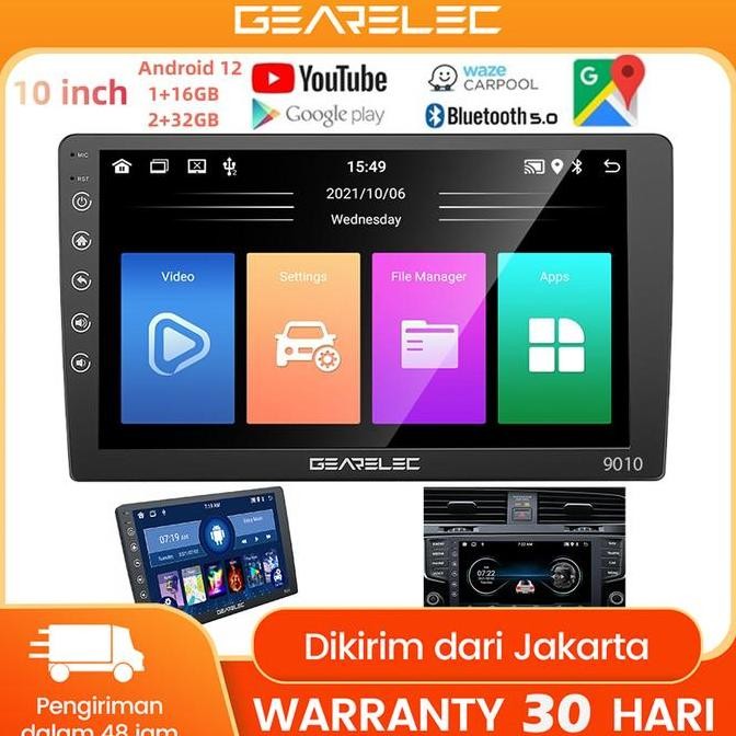 * Gearelec Head Unit Double Din Android 12 10 Inch Universal Skeleton *