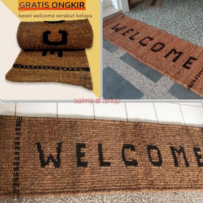 #####] keset welcome serabut kelapa panjang,dekorasi depan rumah,keset lantai welcome,keset kaki sab