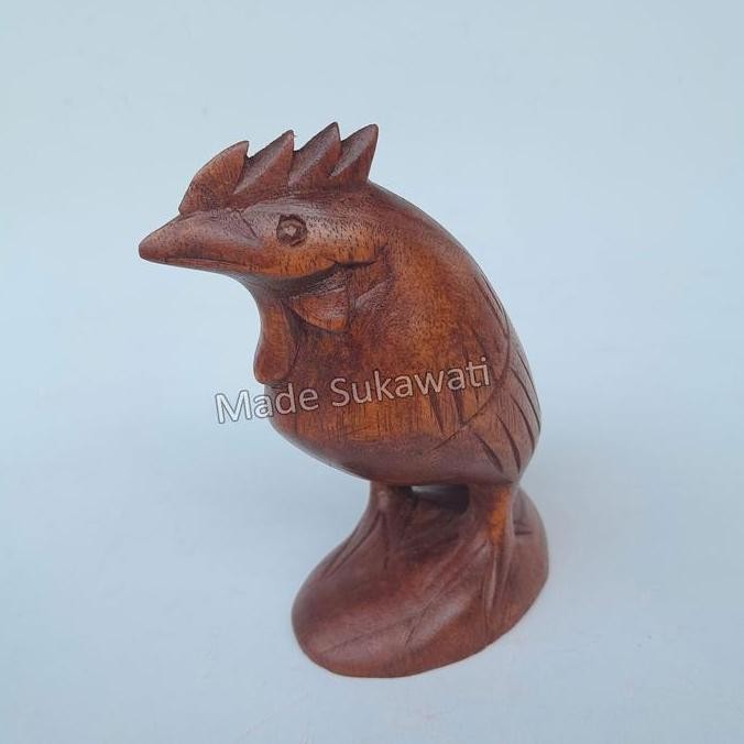 ```````] Patung kayu ayam jantan mini kerajinan ukiran kayu handmade Bali