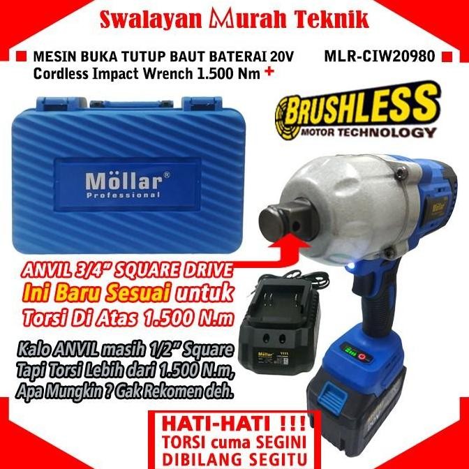 *#*#*#] IMPACT WRENCH CORDLESS MOLLAR CIW20980 ALAT BUKA BAUT BATERAI 1000Nm