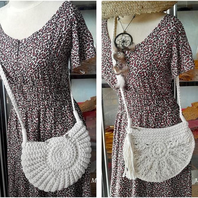 siap kirim] Tas selempang rajut Sulam Bali