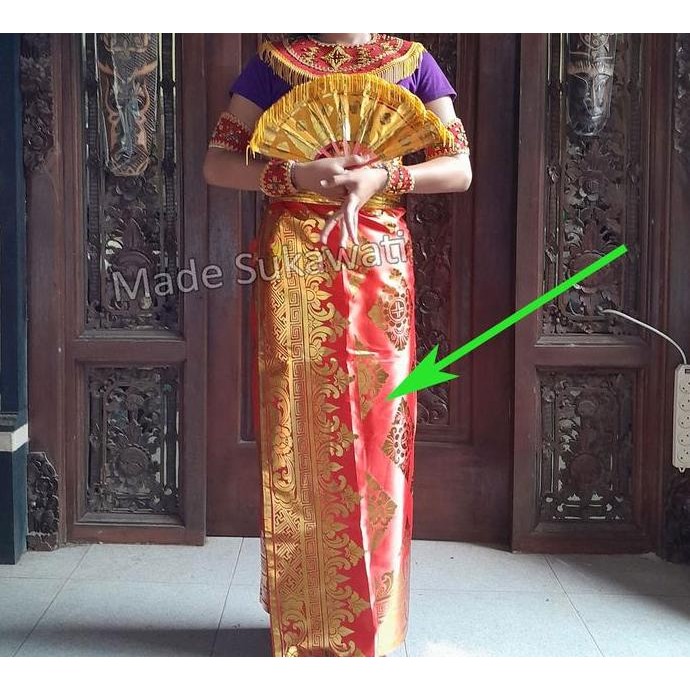 <<<<<] Kain prada satin emas bali lembaran motif wajik