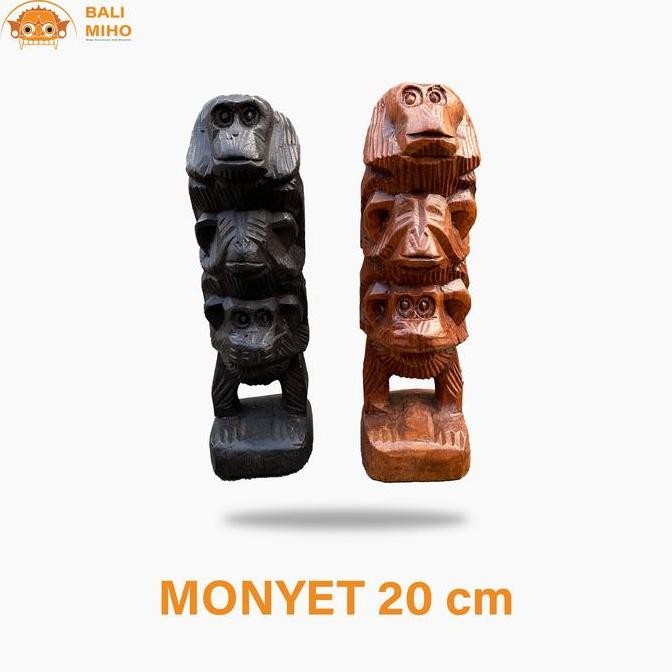 monggo] Patung Monyet Tumpuk 3 - Patung Monyet Bergendongan - Patung Kera