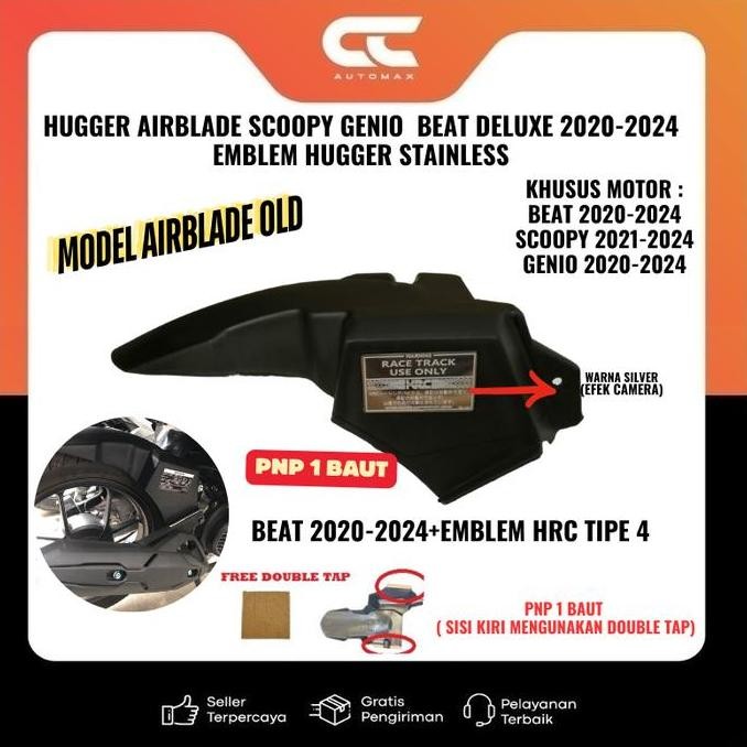 DF400>> Hugger Airblade Scoopy Genio Beat New Deluxe 2020-2024 + Emblem Hugger