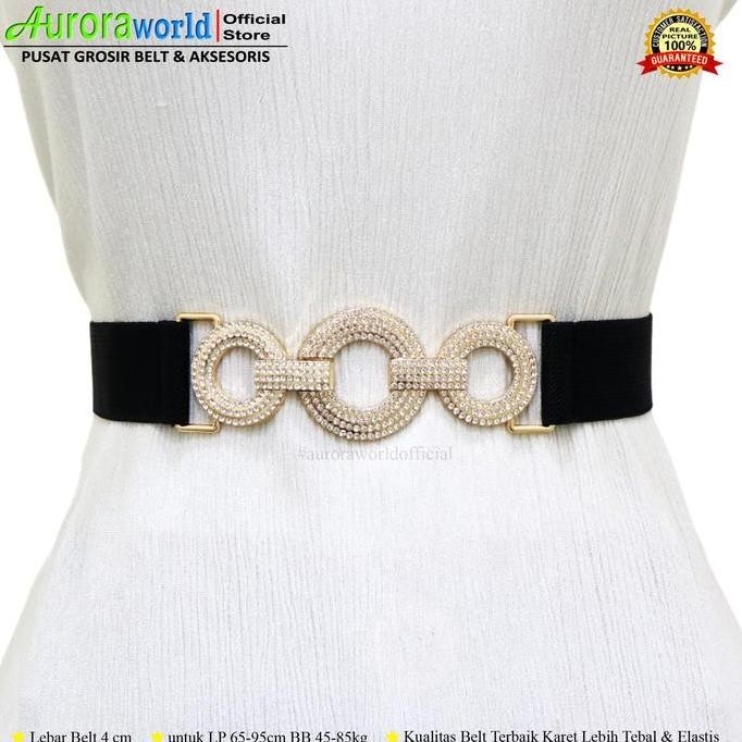 DB123 }} Auroraworld Belt Karet Elastis Obi Aksesoris Dress Gamis Jeans Ikat Pinggang Wanita Elegan 