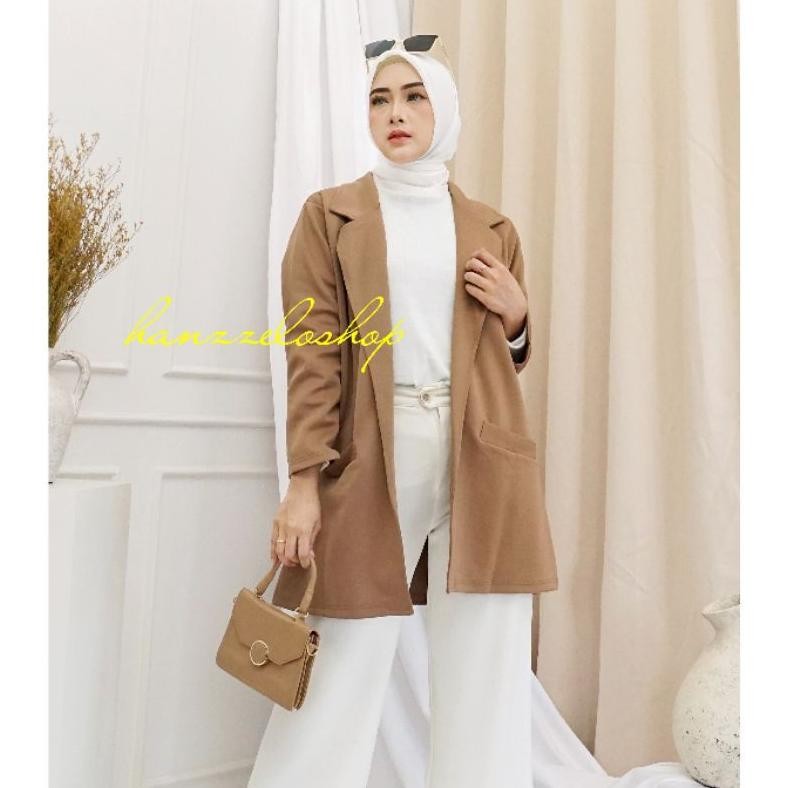 New Ld120 Ld130 Outer Long Blazer kerja Basic scuba bigsize jumbo oversize polos