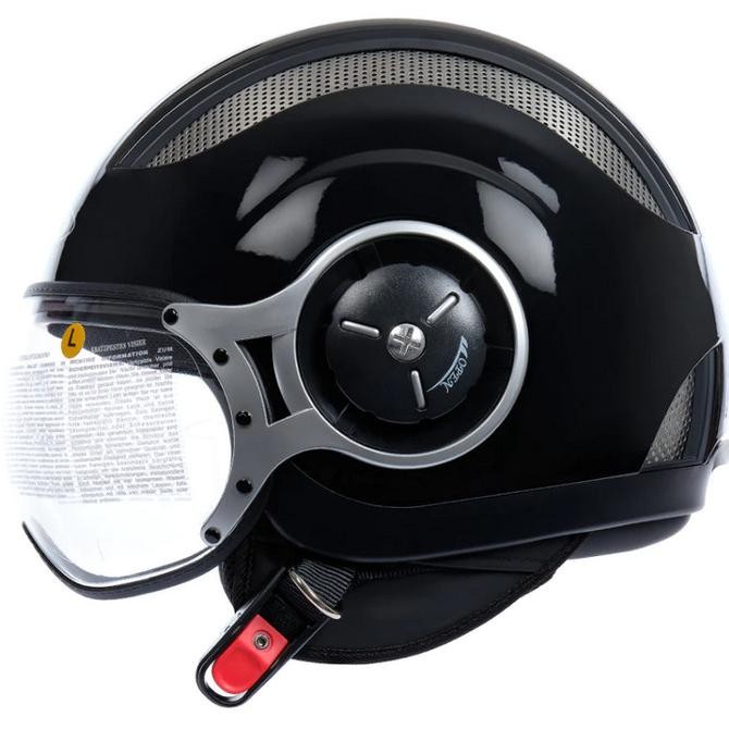 '' ZEUS ZS-218 BLACK GLOSS | HELM RETRO | HELM HALF FACE | ZS218 ''