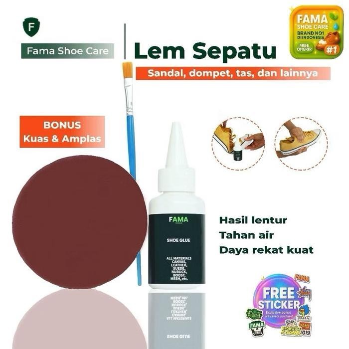 [Kecil Fama-Lem Sepatu Kuat-Set Bonus Kuas+Amplas-Shoe Glue-Fama Shoe Cleaner-Fama Shoes Cleaner Fg-