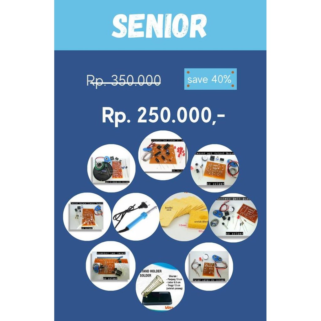 Paket Belajar Menyolder Pemula Anak Rangkaian Kit Elektronika Basic