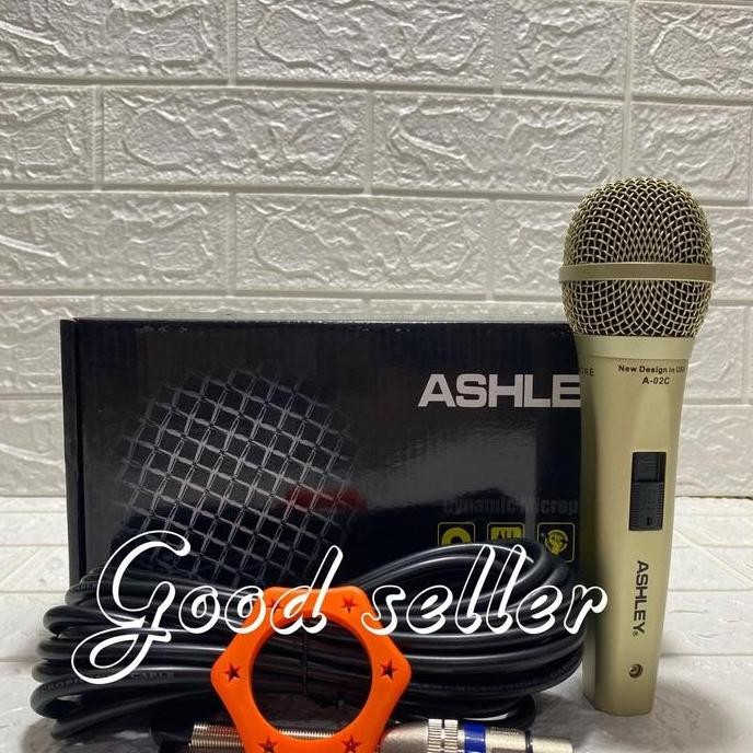 Mic Kabel Ashley A02 Original Produk Black Gold Merah Microphone