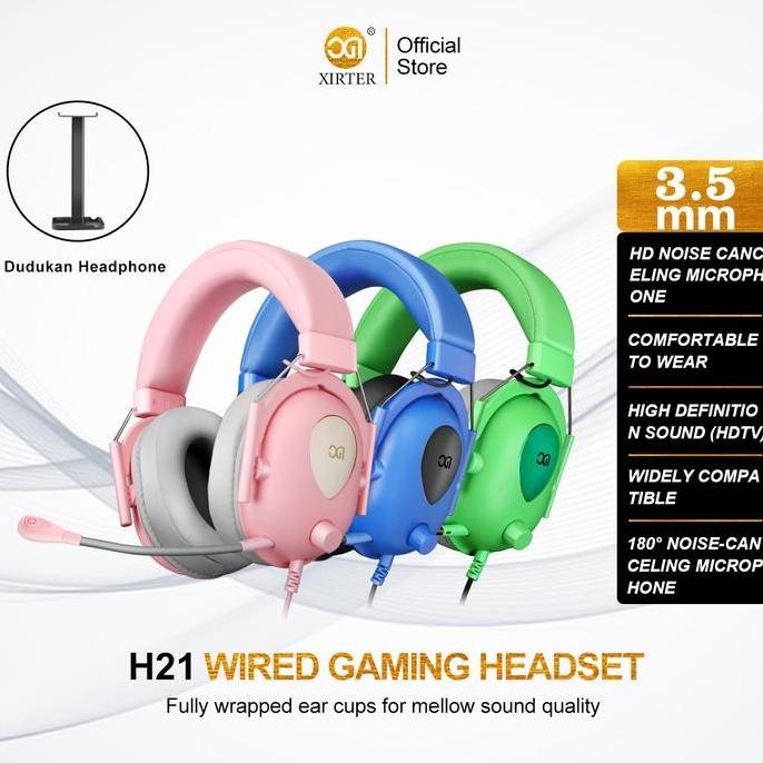Xibter H21 Headset Gaming Surround 7.1 Headphone Kabel Henset Bando Pc/Mobile Pengiriman Gratis Earp