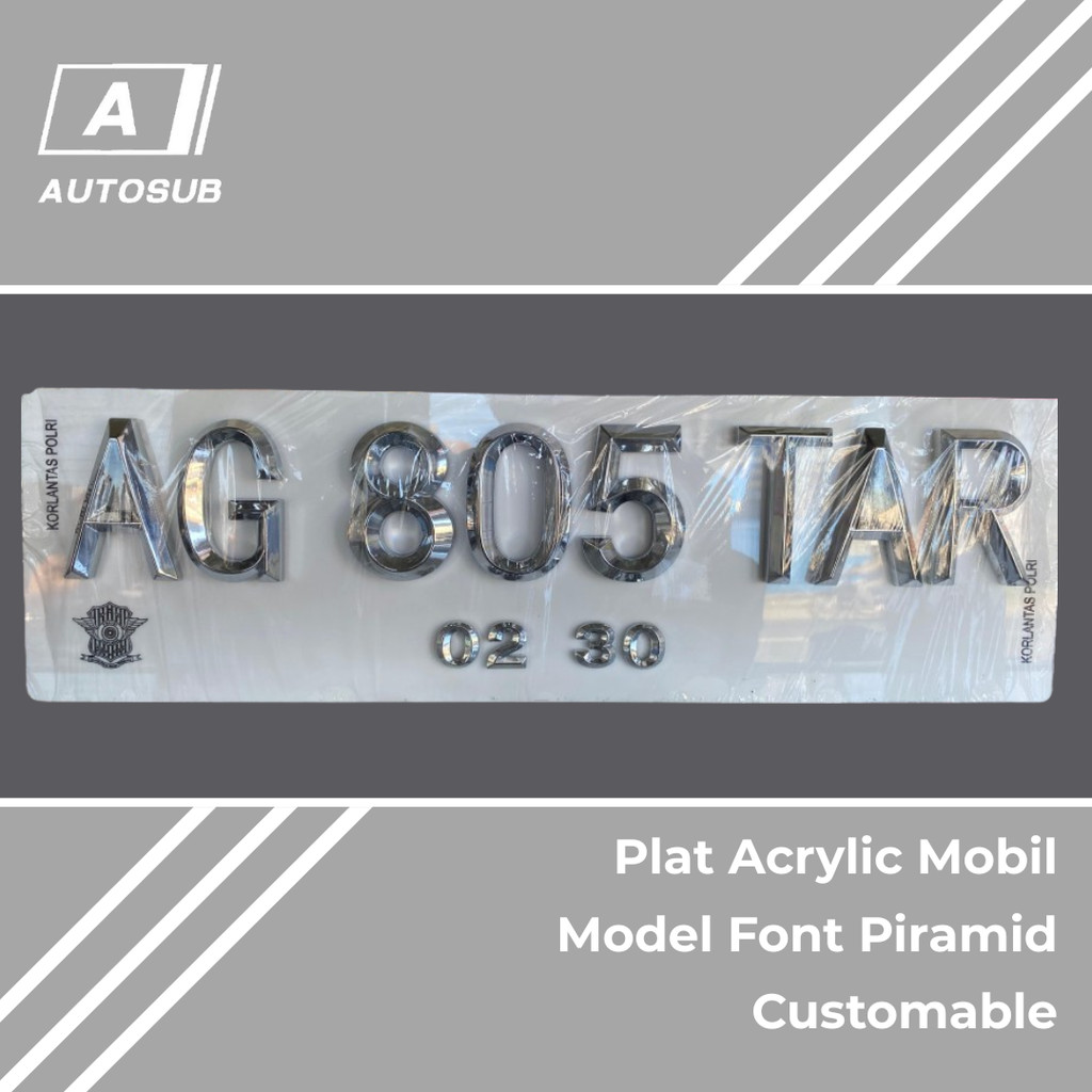 Plat Mobil Akrilik Font Model Piramid Timbul untuk Fortuner, Pajero Sport, Innova, Zenix by Autosub