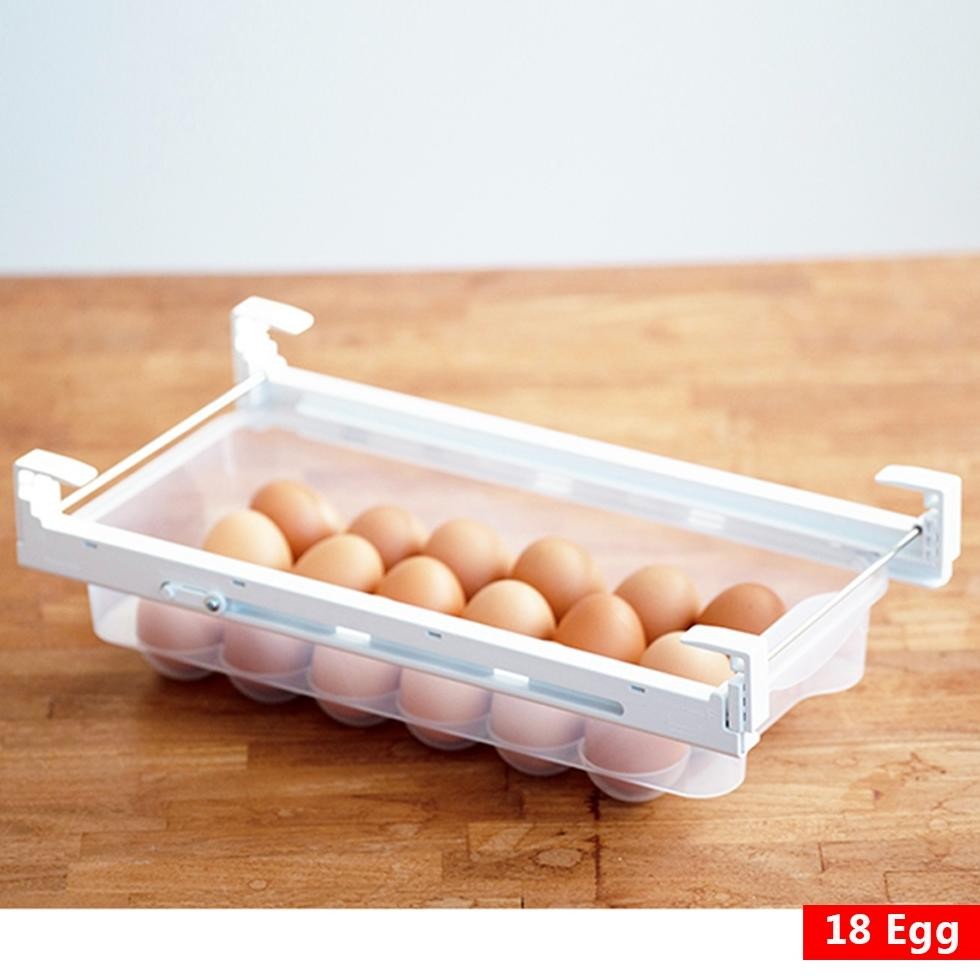 Food Container Egg Sliding Drawer (37*15*16 cm) -tempat telur di kulkas untuk 18 pcs telur kotak pen