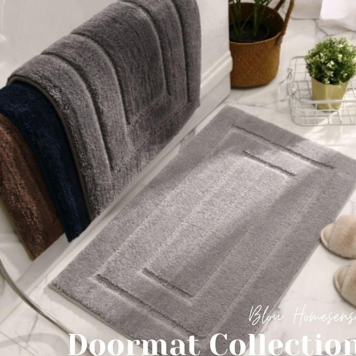 Blou Bathmat Keset Kamar Mandi Anti Slip Tebal Kaet Mewah Unik Elegan Indoor Simple Polos Serap Air
