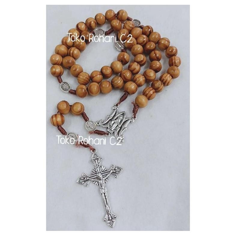 2Er-54 Gtu-712 Rosario Kayu Tali Salib Harces 10Mm + Box - Rosario Kayu - Kalung Rosario Hemat