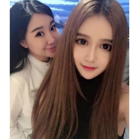 Rambut Palsu Wanita Lurus Panjang - Rambut Wig Coklat Hitam