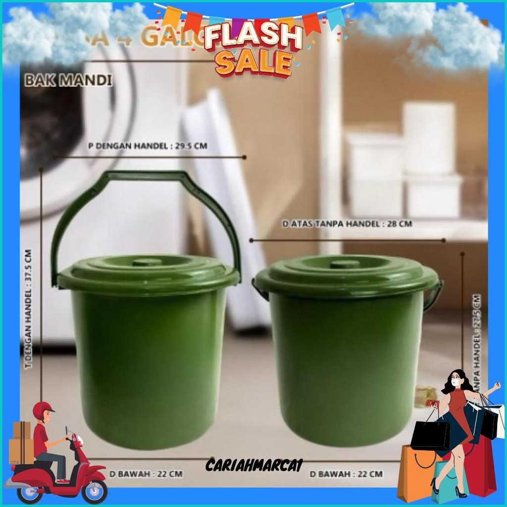 Timba Ember Air Tutup Gagang Plastik Murah Hitam Coklat Anti Pecah Cuci Baju Cod