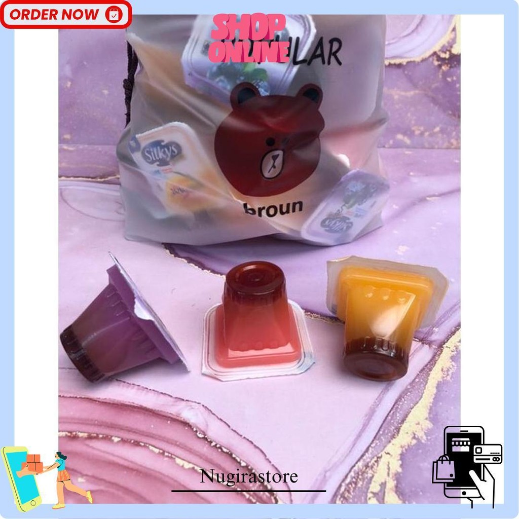 

Pudding Silkys 1Kg Duo Lapis Gula Aren Mix Fruit/ Silky Puding Kemasan/Pudding 1Kg Kurleb 38-40Pcs Ya Gratis Ongkir