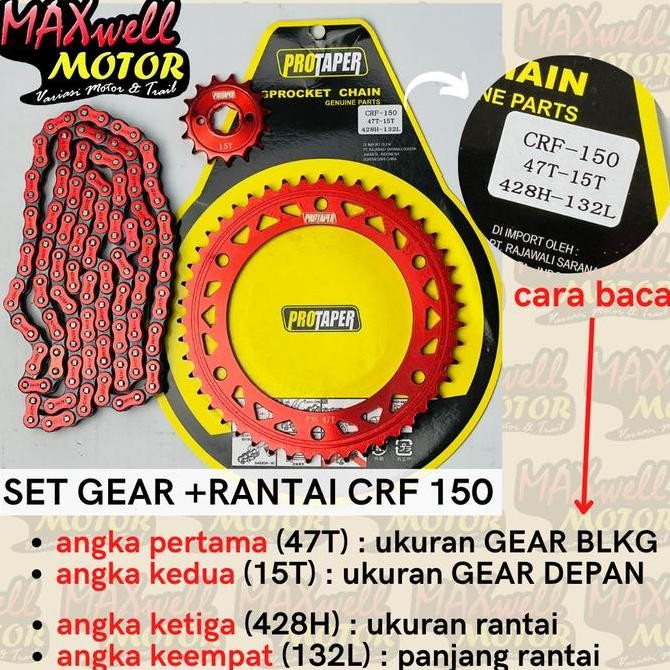Gear crf 150L / Gear set warna crf 150 / Gear warna crf protaper / gear sss crf150 Original