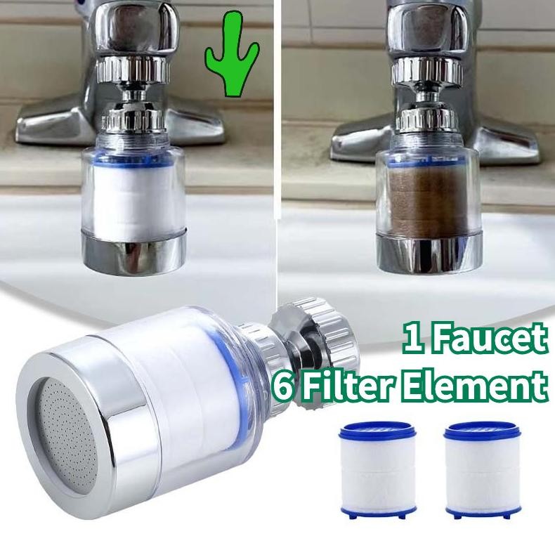 1 Faucet+6 Filter Element360 Lentur Filter Kran Faucet Filter Element Faucet Filter Tahan Percikan B