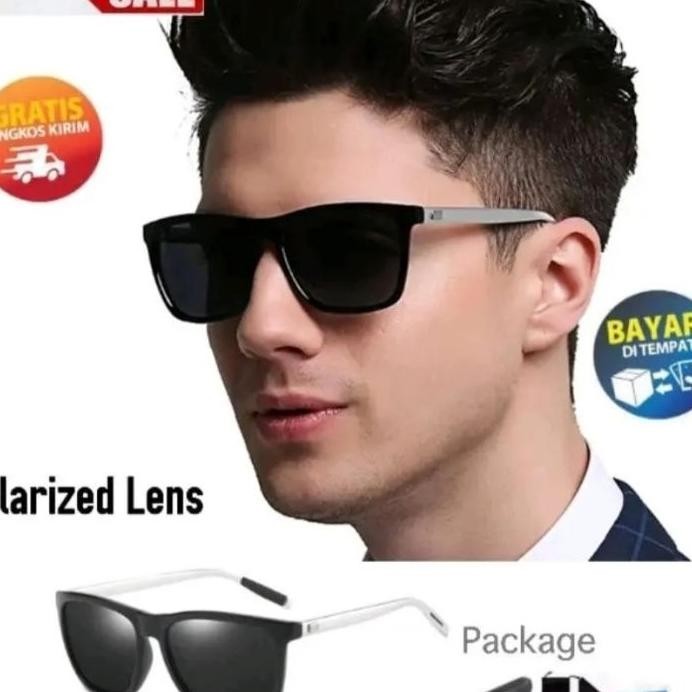 Kaca Mata Polarized Pria Keren Anti Uv Trendy Kaca Mata Hitam A378