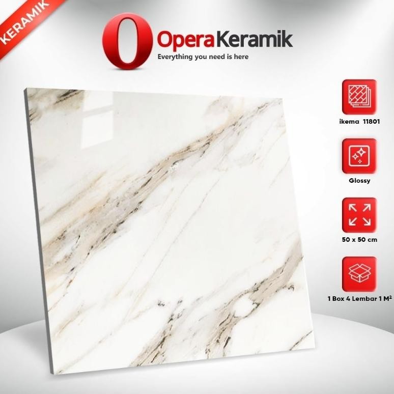 Keramik Lantai Motif Marmer 50x50 Ikema 11801 aSt