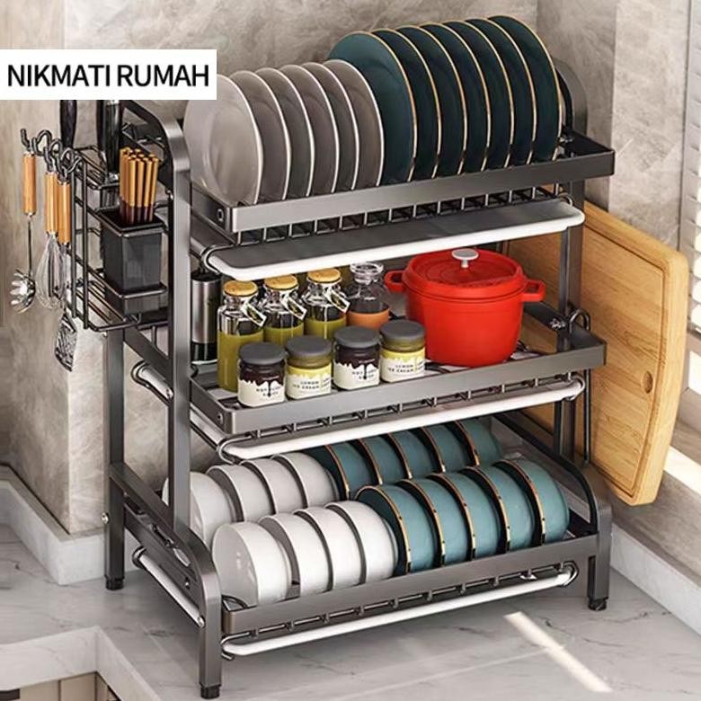 Rak Piring Stainless Rak Piring Gantung Rak Piring Wastafel  Rak Piring Minimalis Rak Dish Drainer D