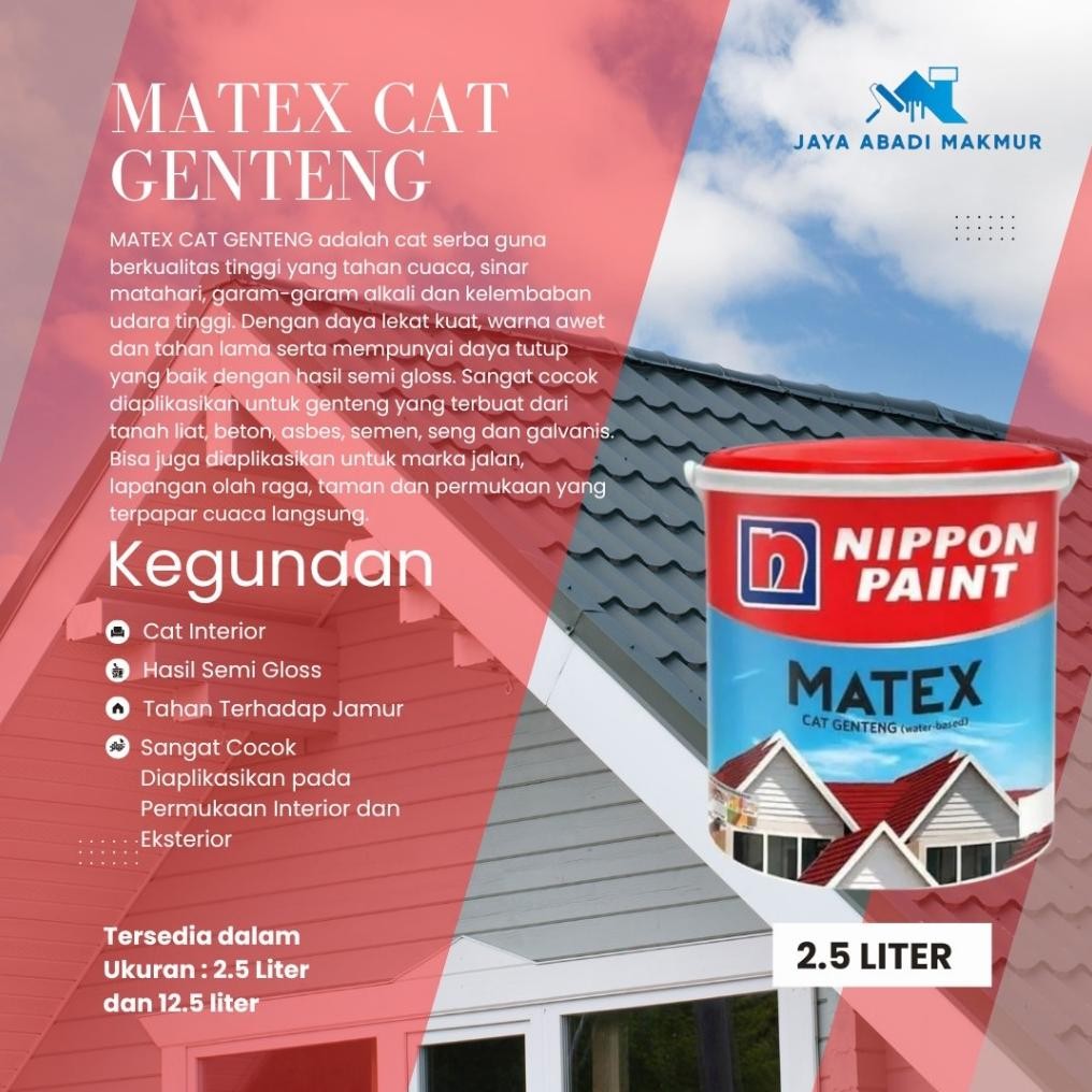 Nippon Paint Matex Cat Genteng 2.5 Liter / Cat Genteng / Warna Custom / Nippon Paint Tinting aSt