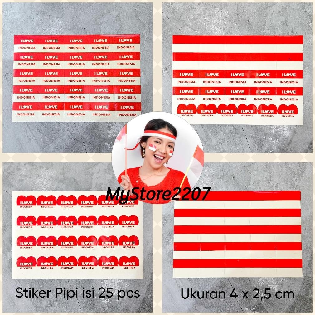 

Tu26 (25 Pcs) Stiker Pipi Merah Putih | Sticker Wajah 25Pcs - Dekorasi 17 Agustus | I Love Indonesia