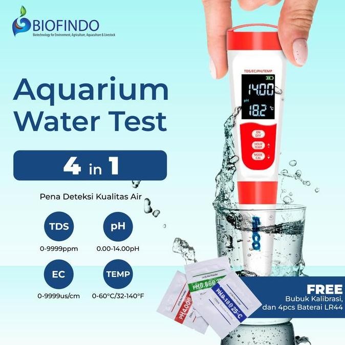 FISHCO ALAT UKUR KUALITAS AIR WATER TEST 4 IN 1 TDS, PH, EC, TEMPMETER ORIGINAL DAN TERPERCAYA
