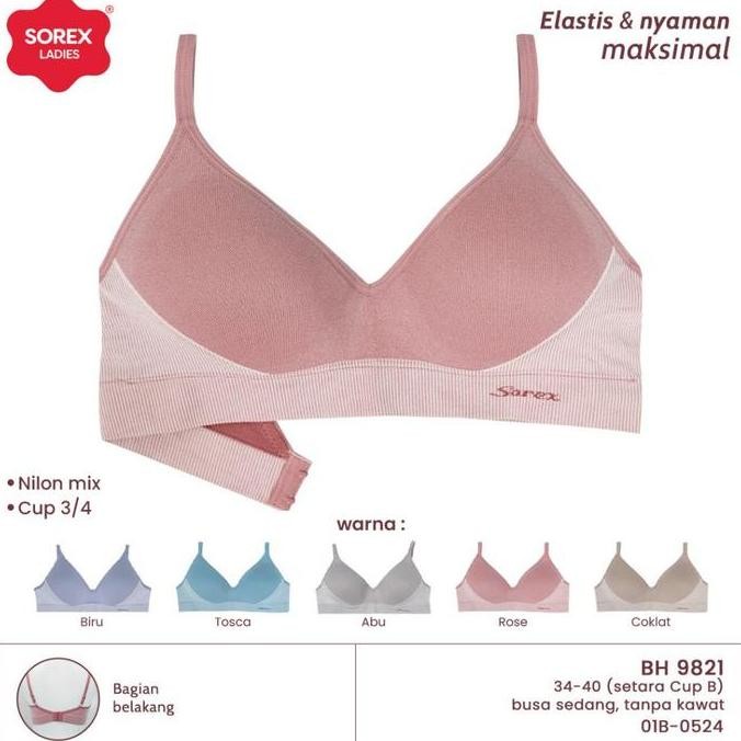 Sorex Bra Busa Sedang Tanpa Kawat Kait 2 Setara Cup A-B Cup 3/4 Harian BH 9821