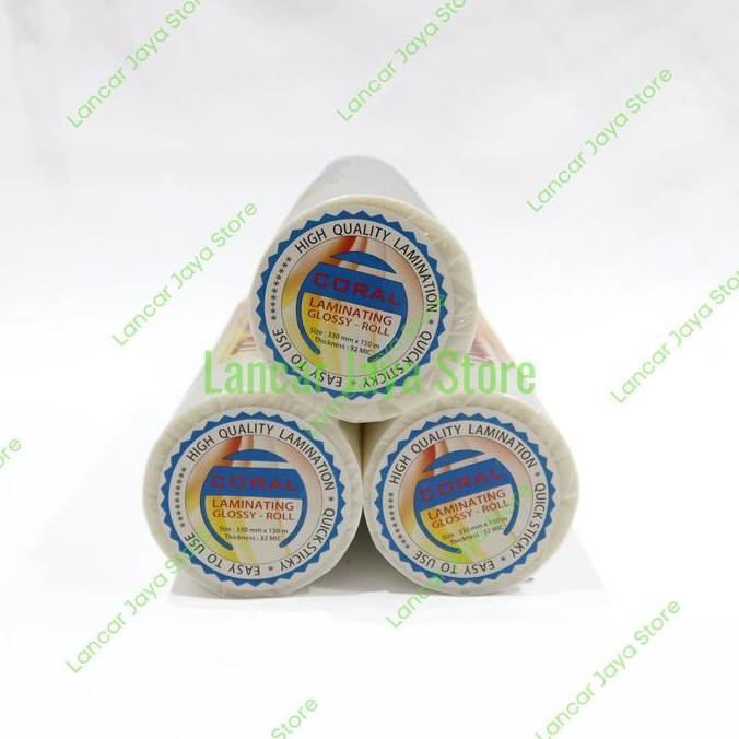 

Premium Plastik Laminating Coral Roll Glossy 330mm x 32Mic x 150m Mesin