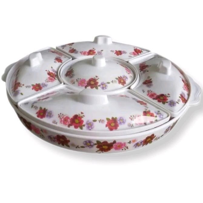 Prasmanan Melamin Motif/Kotak Prasmanan Bulat/Toles Set