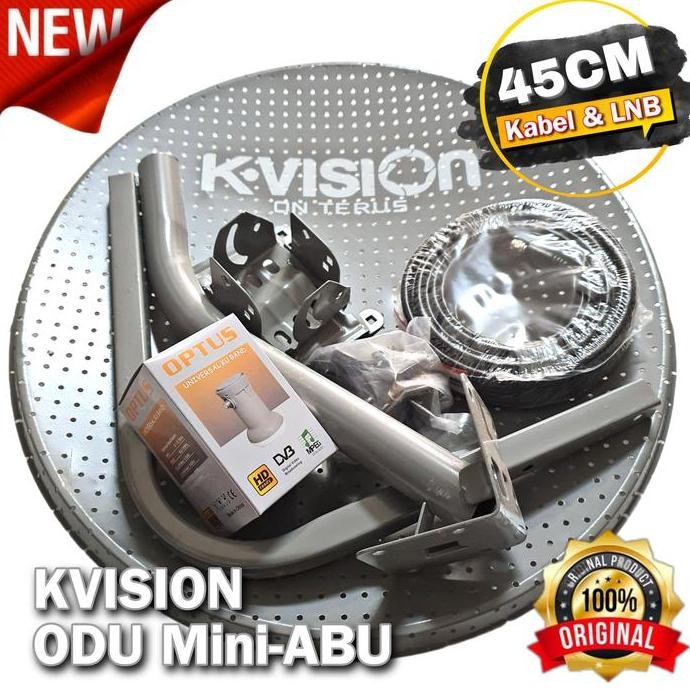 TERBARU - KVISION Antena ODU Parabola MINI 45Cm Lubang mesh lengkap Kabel & LNB